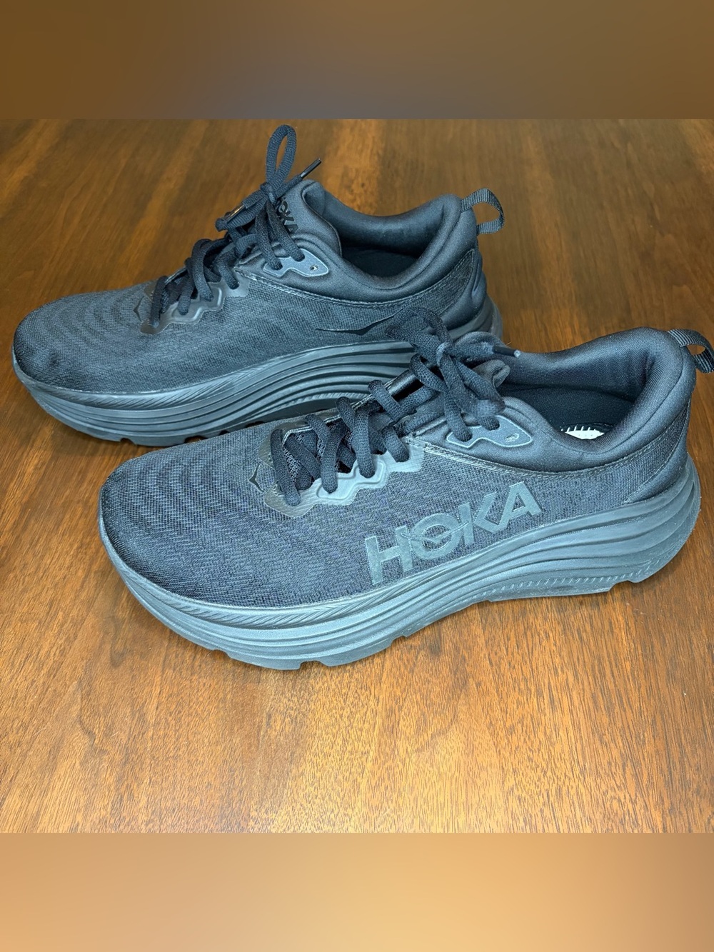 Hoka One One Mens 10.5D Gaviota 5 Triple Black Running Shoes 1127929 BBLC CLEAN